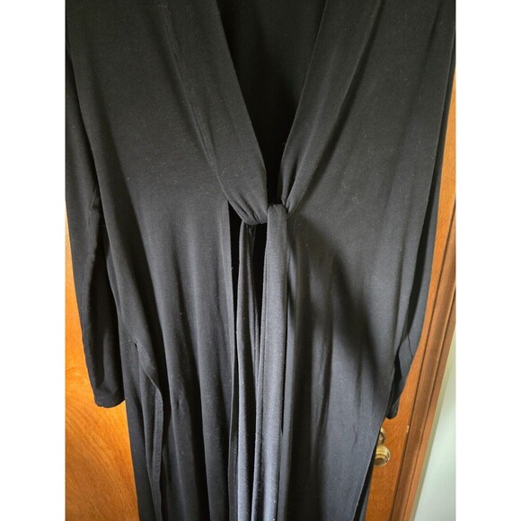 Eileen Fisher Medium Black Tencel Blend Long Belted Duster Cardigan Sweater - Picture 2 of 10